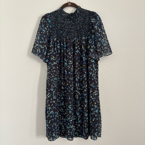 French Connection Women's Size Medium Blue Floral Ferna Bella Smock Dress - Picture 2 of 6